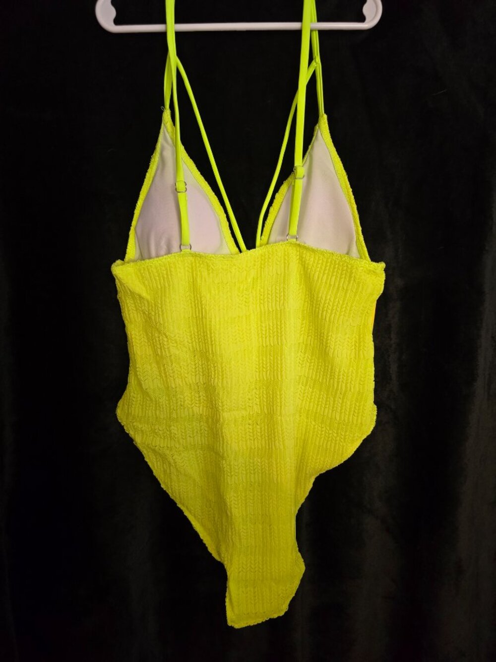 Vaunega Neon Yellow Deep V Mesh Tummy Control Swimsuit Small NIP - Picture 2 of 3
